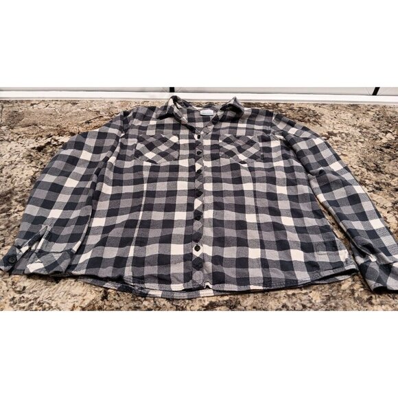 Large Columbia Button Up Plaid Long Sleeve Shirt Mens Gray Good Condition - Picture 5 of 12